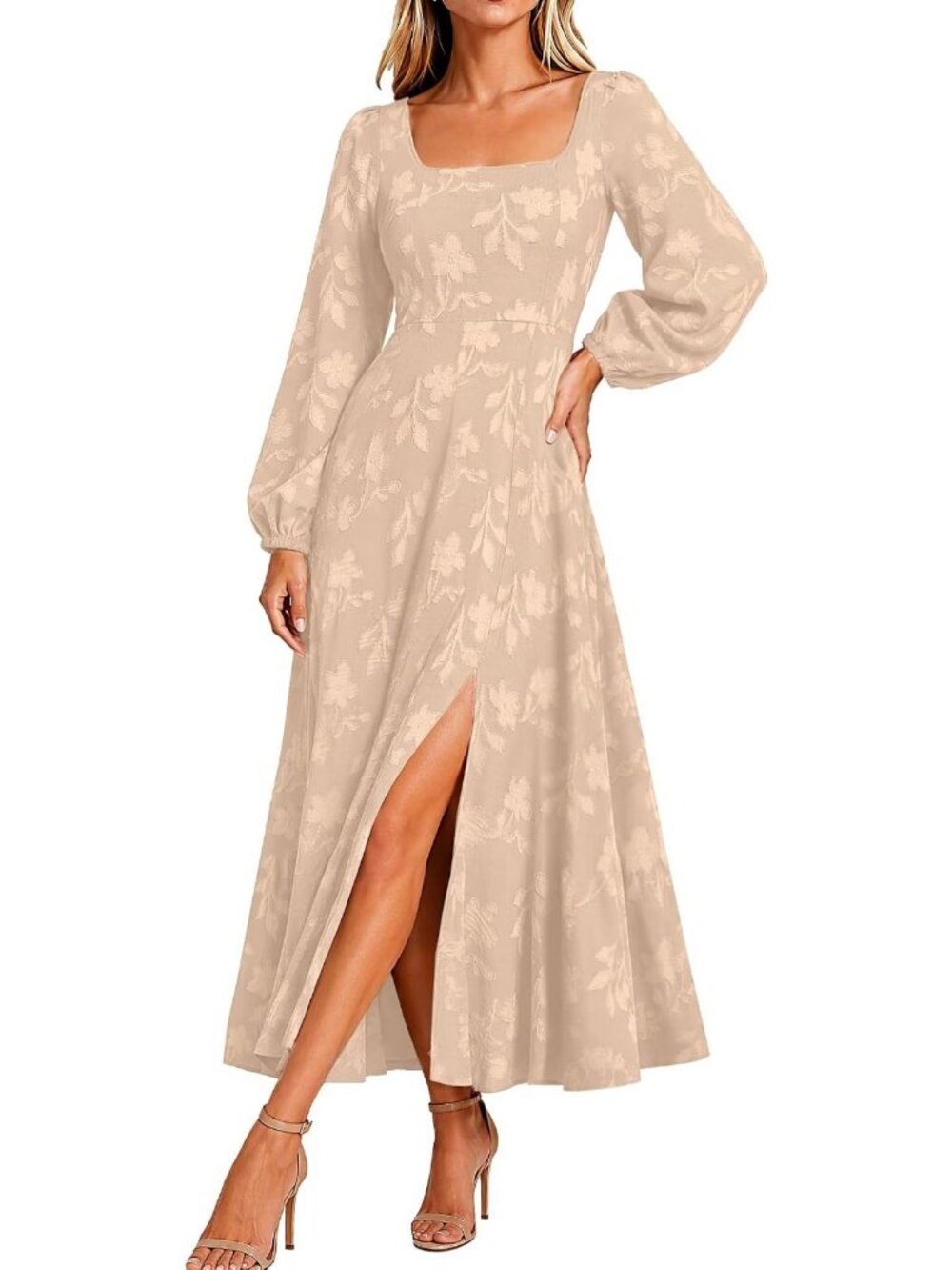 Elegant Long Sleeve Maxi Dress for Women | Fall Wedding Guest Formal Attire
